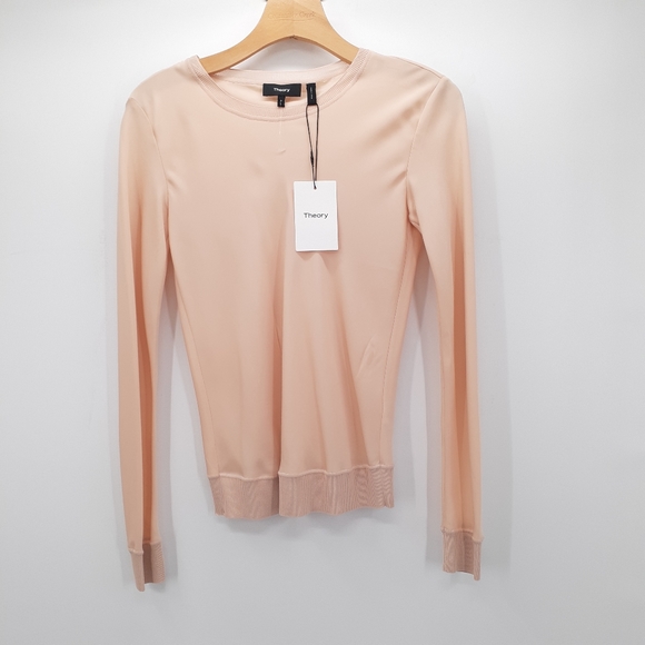 THEORY Crewneck Bias Silk Top - Picture 2 of 11